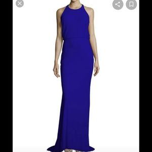 Badgley Mischka Split-back gown, Cobalt Size 12 Halter neckline